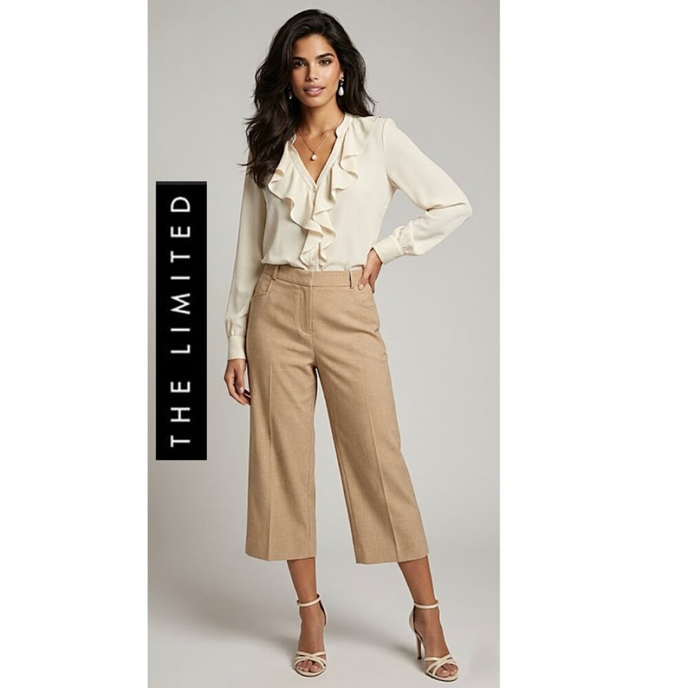 THE LIMITED - Tan wide leg cropped dress pants